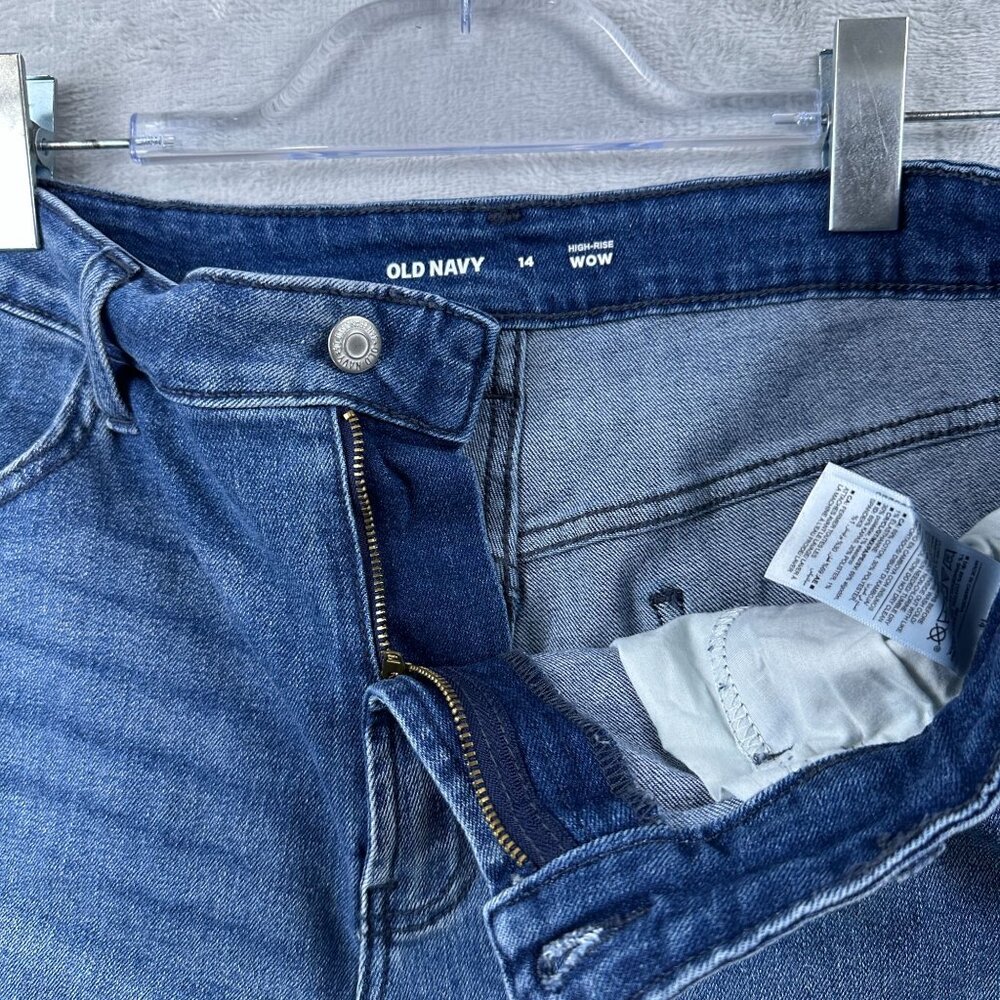 Old Navy High Rise Denim Wow Shorts Womens Size 14 Rolled Cuff Hem Blue - Picture 3 of 9